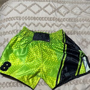 Vibrant Neon Green and Black Athletic Shorts